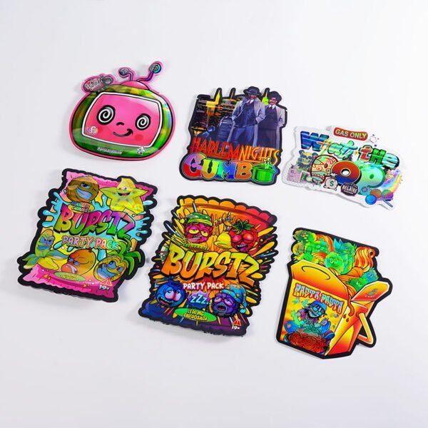 White opaque pouches with full color printing