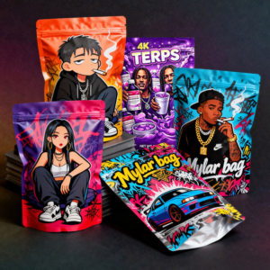 3.5g–28g Holographic Ziplock Die-Cut Mylar Bags