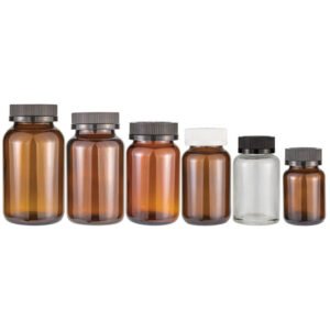 Amber Glass Capsule Bottles with Screw Caps
