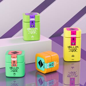 Custom Colored Square Child Resistant Jars with Seal Labels
