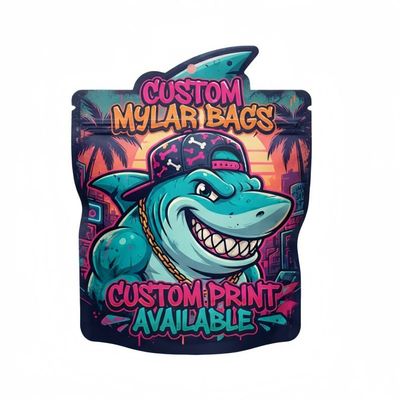 Custom printed 3.5g die-cut Cali Mylar bags for cannabis packaging