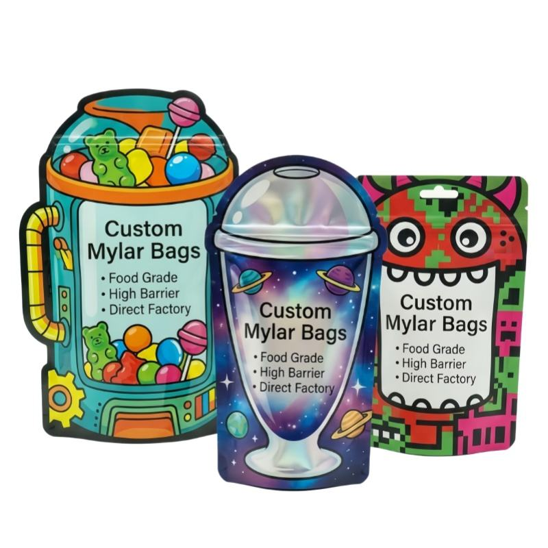 Custom Printed 7g Holographic Child-Resistant Gummy Mylar Pouches