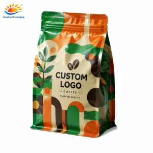 Custom Printed Eight-Side-Seal Flat-Bottom Bags for Coffee Packaging