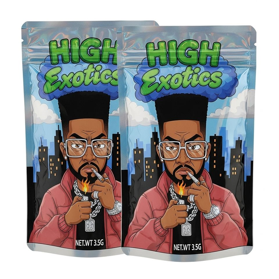 Custom Printed Foil Stand-Up Mylar Zipper Bags for B2B cannabis packaging