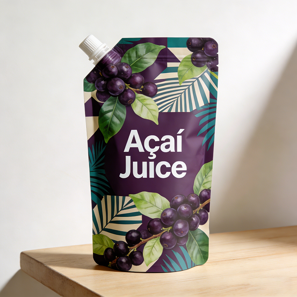 Custom printed large spout pouches for pourable food products