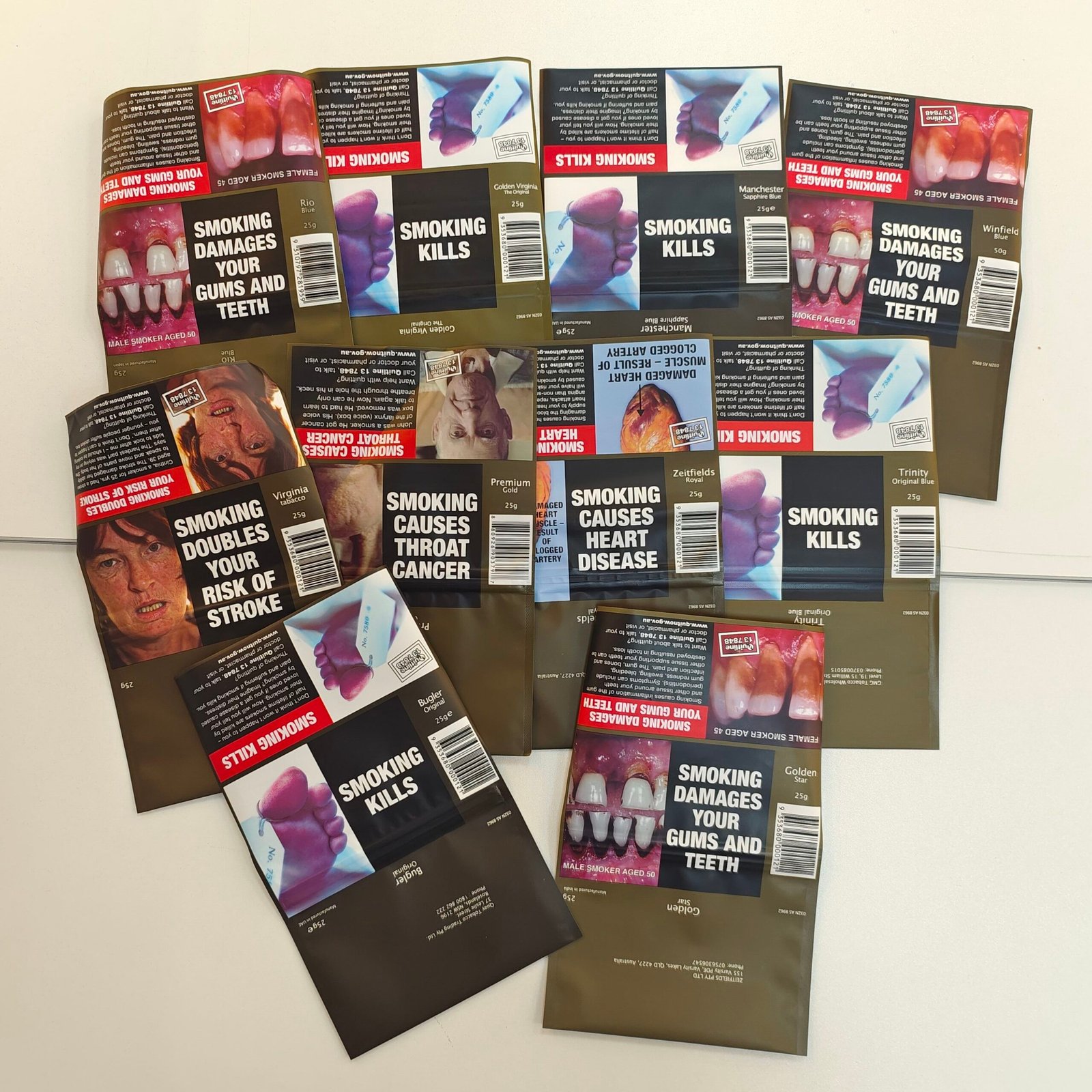 custom printed tobacco pouches with multilingual label panels
