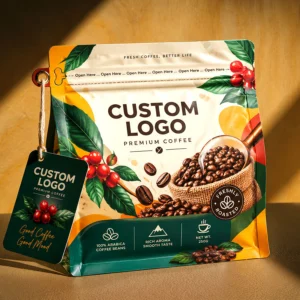 Custom Printed Wide Mylar Flat-Bottom Bags for Coffee Packaging