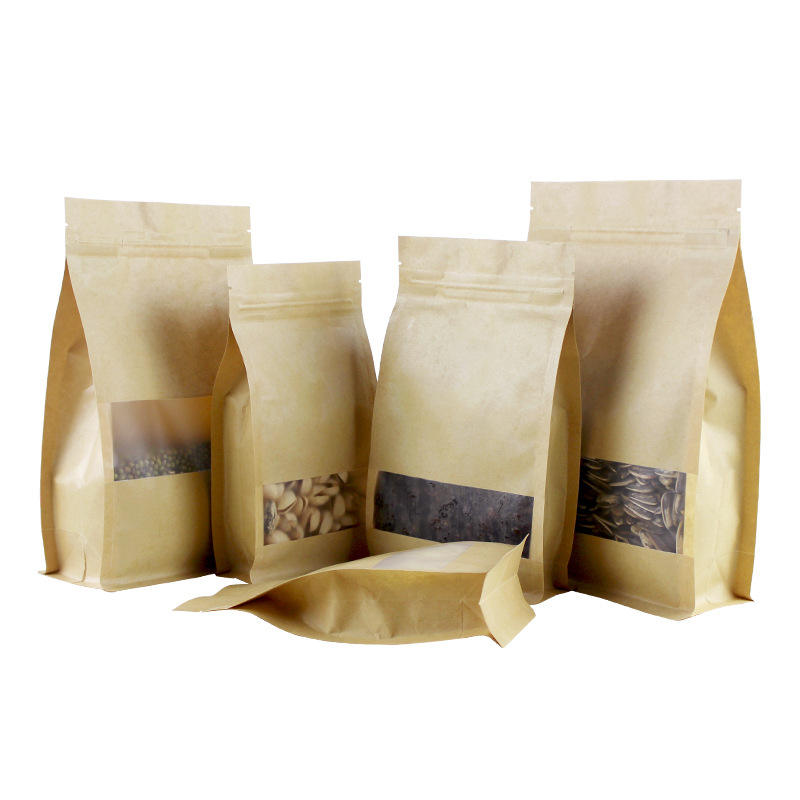 Eight-side-seal flat-bottom bags for cannabis packaging