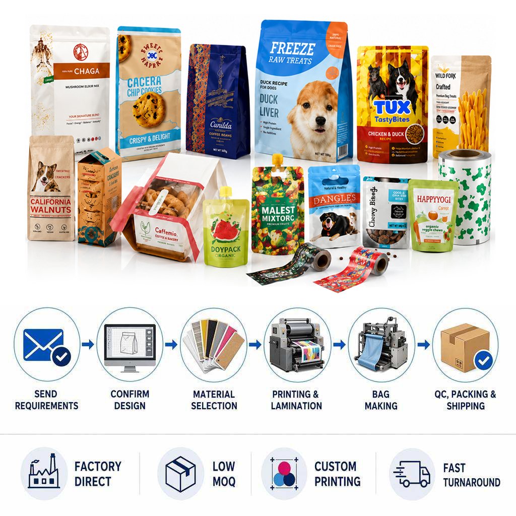 Custom packaging formats, production process and factory capabilities